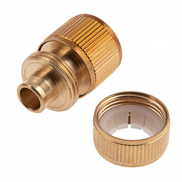 Соединитель быстросъемный латунный для шланга 1/2" + Аквастоп