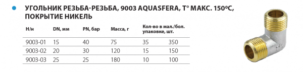 Уголок латунный, никелированный Ду 20 (р/р) "Aquasfera"