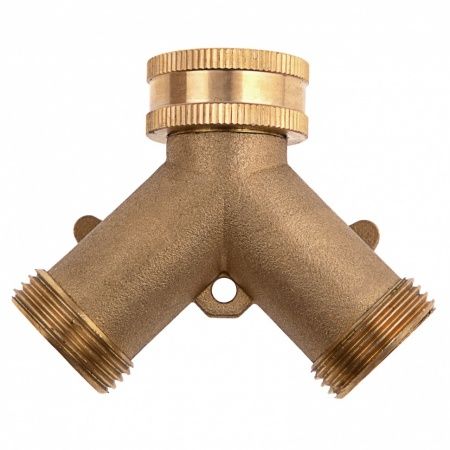Разветвитель на две линии, регулируемый, ЛАТУННЫЙ на трубу ВР 3/4" для быстроразъемного соединения