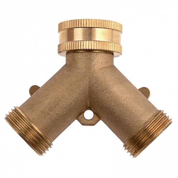 Разветвитель на две линии, регулируемый, ЛАТУННЫЙ на трубу ВР 3/4" для быстроразъемного соединения