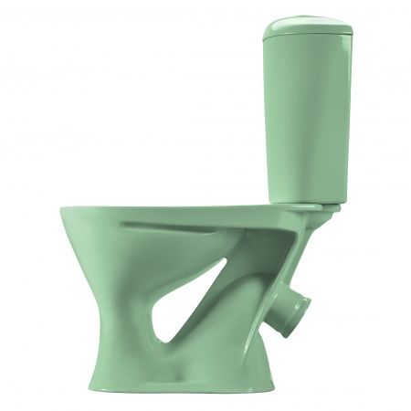 Унитаз "Версия" АНТИВСПЛЕСК, зеленый, 1 кн.арм., косой выпуск, нижн.подв., сид.полипр.