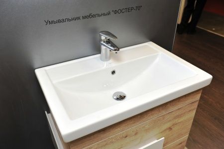 Умывальник мебельный "Фостер-800" с переливом, без комплекта, 1 отверстие, белый