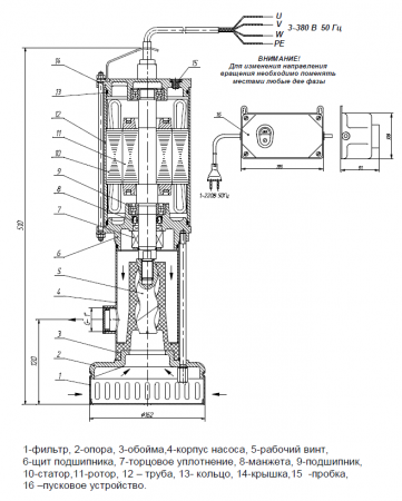 Насос Бурун ПФ 1,8/4-М 0,55/4 (550Вт, 220В, винтовой)