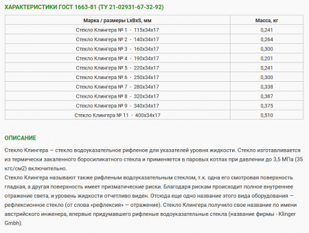 Стекло "Клингера" для указателя уровня 12кч11бк №11  (L-400 мм.)