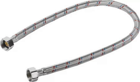 Подводка д/воды 1/2" ГГ  1.2 м (стальная нерж. гайка)