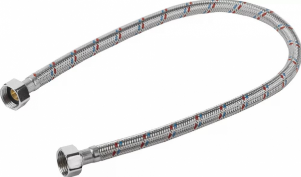 Подводка д/воды 1/2" ГГ  0.5 м (стальная нерж. гайка)