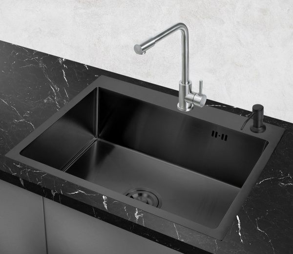 Набор 3 в 1 (Мойка врезная+корзина+дозатор), РМС, MR-6050BL,600х500х200 мм,  графит