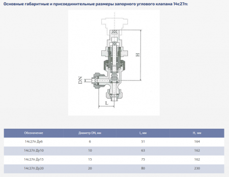 Вентиль 14с27п (СА 24014) Ду 15
