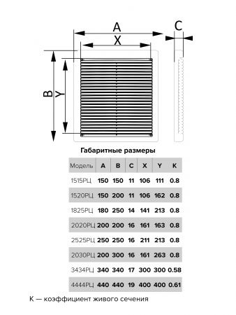 Решетка пластиковая 340х340, белая, сетка