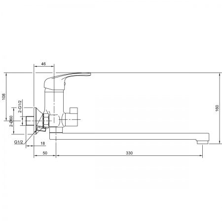 Смеситель для ван. однор., длин.изл. Eleanti