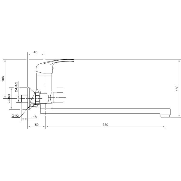 Смеситель для ван. однор., длин.изл. Eleanti