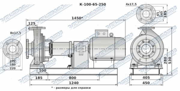 Насос К 100-65-250а-с на раме, под электродвигатель 30х3000