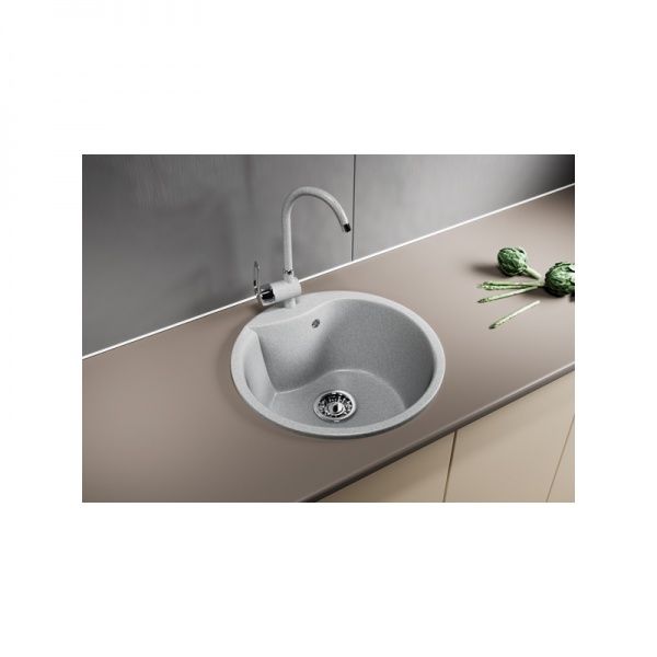 Мойка ML-GM12 круглая, серая, иск.мрамор 480х210мм (310)