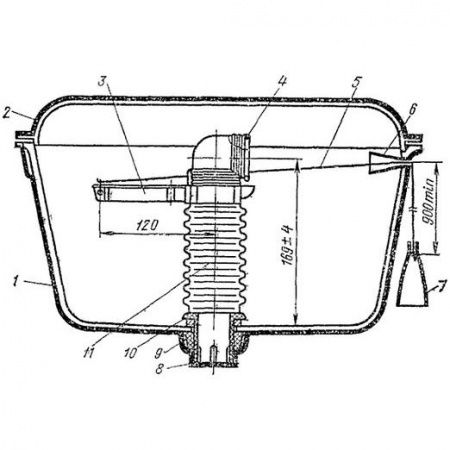 Бачок чугунный высокорасположенный с арматурой