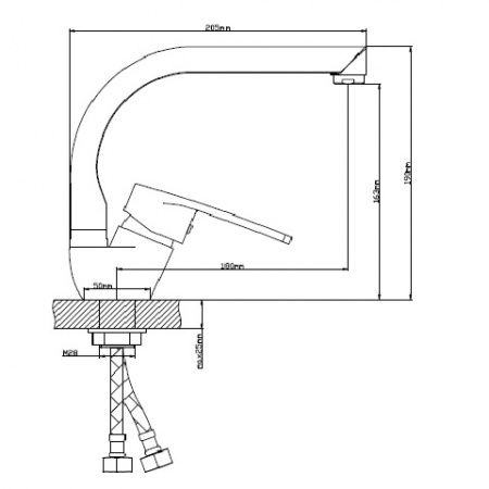 Смеситель BOOU для кух. однор.,высок.изл. B8206-9F