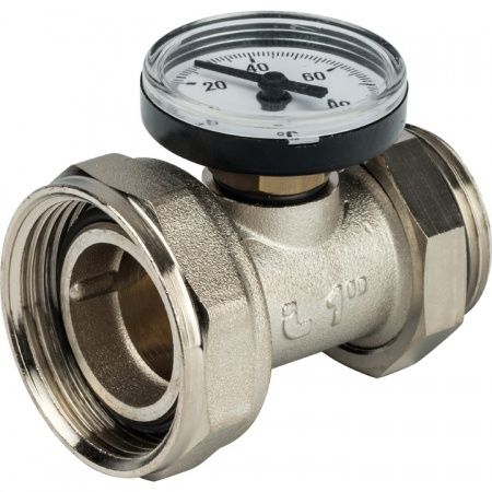 Комплект кранов ПРЯМЫХ с термометром 1" - "Американка " (комплект 2 шт.) STOUT