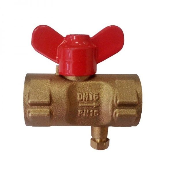 Кран шаровой для манометра 11б27п(м)2 Ду 15, ВР G1/2" - ВРG1/2", с болтом, "бабочка"