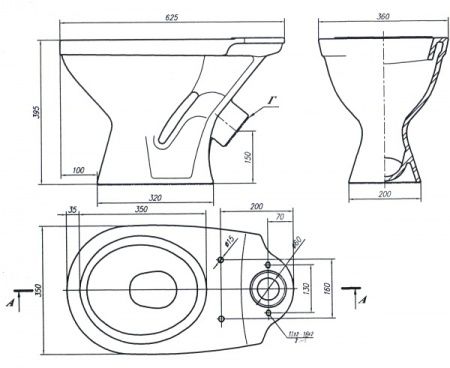 Унитаз "Оптима Стандар" с бачком, белый, 1 кн.арм., косой выпуск, нижн.подв., сид. полипропилен