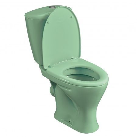 Унитаз "Версия" АНТИВСПЛЕСК, зеленый, 1 кн.арм., косой выпуск, нижн.подв., сид.полипр.