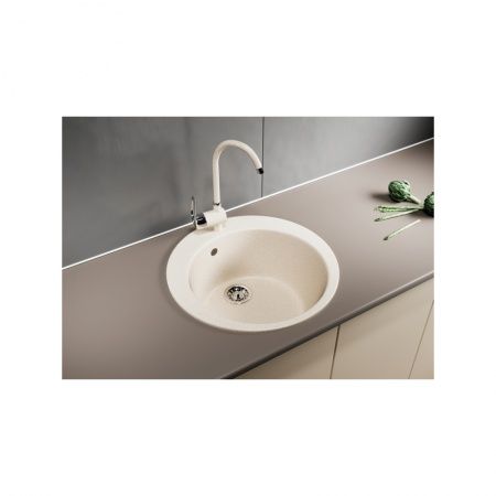 Мойка ML-GM13 круглая, бежевая, иск.мрамор 495х190мм (328)