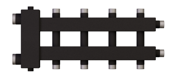 Гидравлический разделитель с коллектором ГРК 70-5 (выходы на две стороны 2+2+1 контуров)