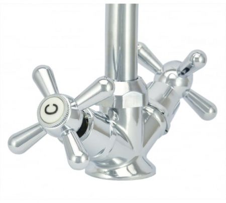 Смеситель для мойки двуручный "Istok life" с поворотным изливом, керам. кран букса, гайка