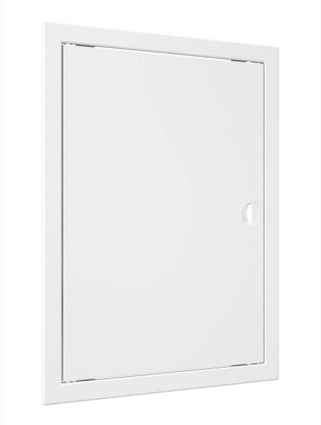 Дверца пластиковая АБС 318х418 (296х396) белая с фланцем, ручка