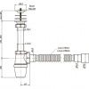 Сифон бутылочный, малый, нерж. сетка (63мм) 1 1/4х40 гибкая труба 40/50 (650мм), удлиненный патрубок