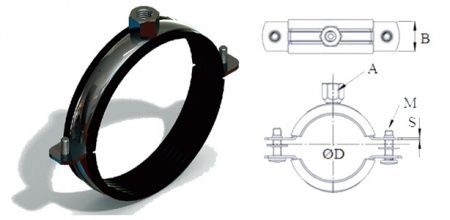 Хомут металлический с крепежом 216-225мм (8",М10)