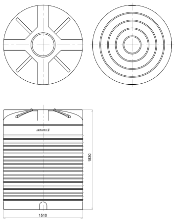 Емкость ПЭ цилиндрическая синего цвета VERT 3000л