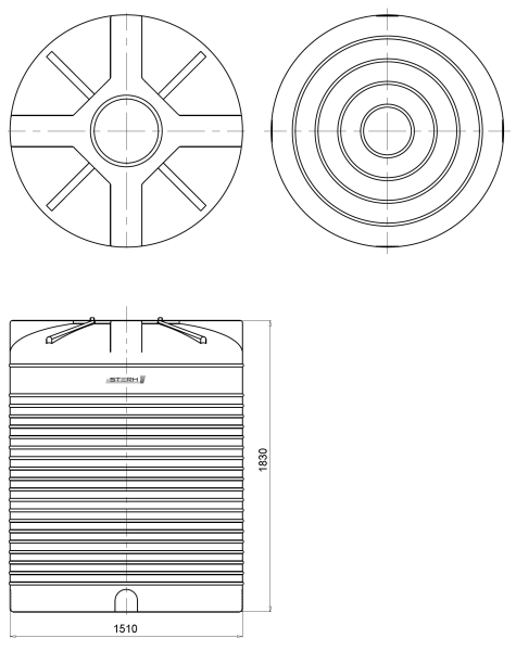 Емкость ПЭ цилиндрическая синего цвета VERT 3000л