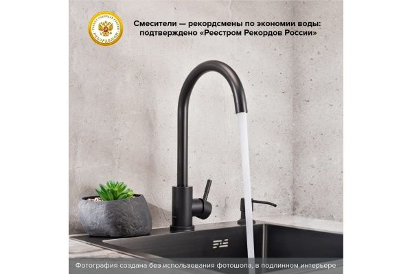 Смеситель РМС для кух. однор., выс.изл. SUS124BLK-017F