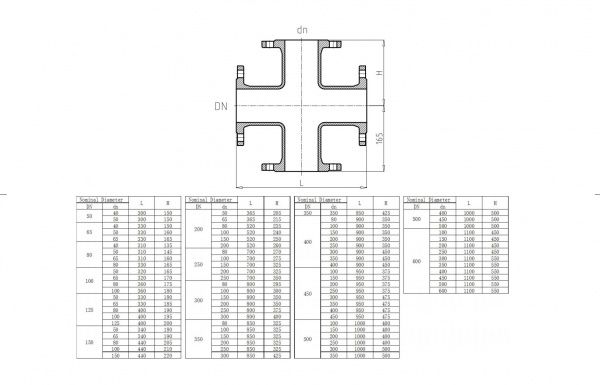 Крест фланцевый КФ100х100   (чугун)   Ру10/16