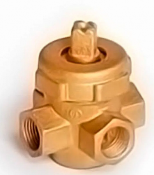 Кран латунный, пробковый, четырехходовой 11б23бк Ду 15