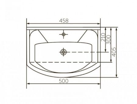 Умывальник мебельный "Элеганс 500" с переливом, без комплекта, 1 отверстие, белый