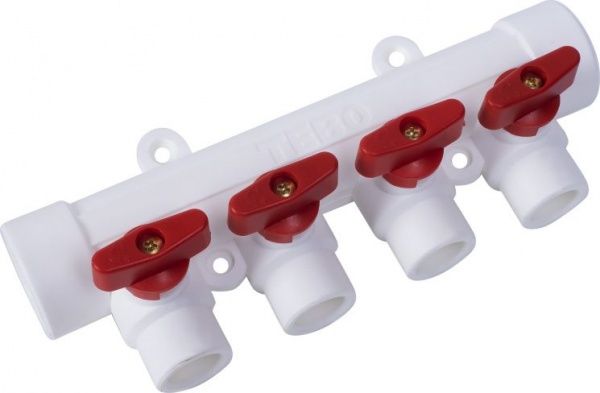 Коллектор PPRC 32x20x4 выхода (Белый) (красные ручки) (2/14)