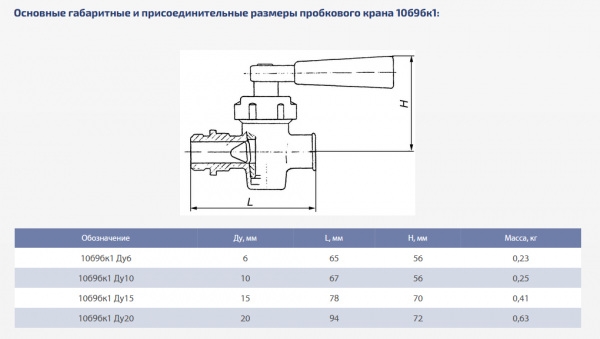 Кран латунный, пробко-спускной 10б9бк1 Ду 20