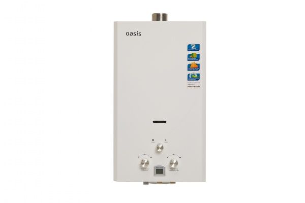 Водонагреватель газовый OASIS 20 TUR Белый, 10 л/мин, 20 кВт, Турбо  (труба отдельно)