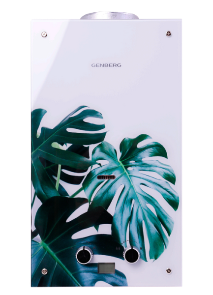 Водонагреватель газовый GENBERG Декор-Eco 210.01 Тропические листья, 10 л/мин, 20 кВт