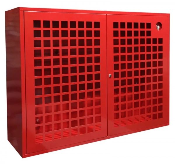 Стенд пожарный, дверки типа "сетка" с ящиком 0,3 м3, 1200х1300х500 (без комплекта) разборный