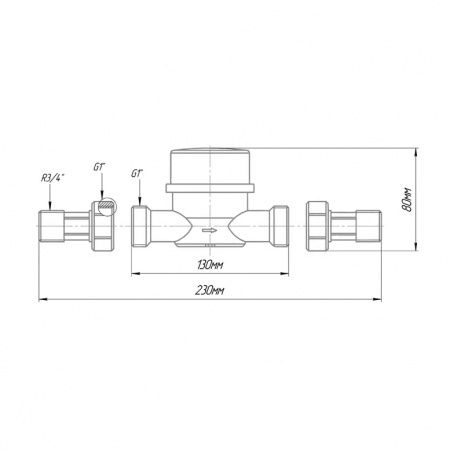 Счетчик воды "Норма" СВКМ-20 У, L-130 (с присоединителями) универсальный