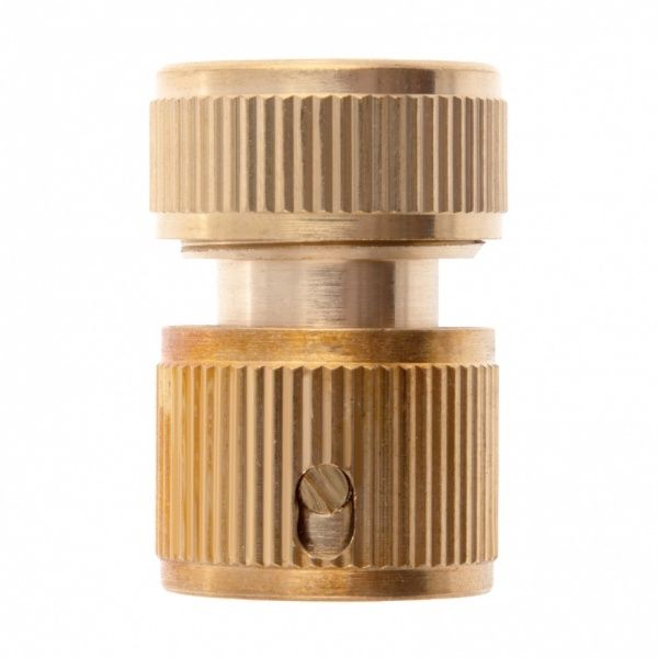 Соединитель быстросъемный латунный для шланга 1/2" + Аквастоп