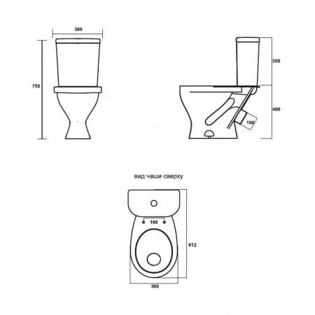 Унитаз "Формат (эконом)", белый, 1 кн.арм., косой выпуск, нижн.подв., сид.полипр.