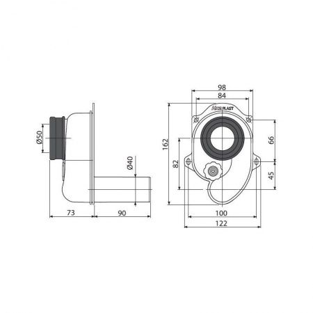 Сифон для писсуара Гала  "Ковбой" горизонтальный