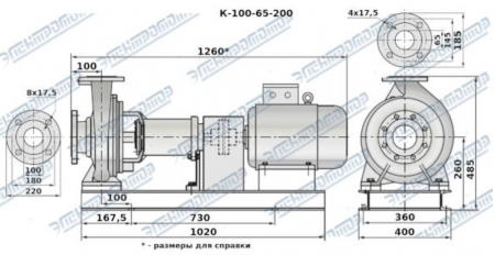 Насос К 100-65-200б/4-с на раме, под электродвигатель 2,2х1500