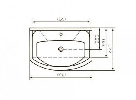 Умывальник мебельный "Элеганс 650" с переливом, без комплекта, 1 отверстие, белый