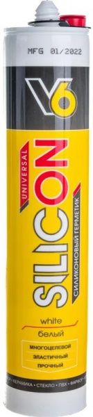 Герметик "V6" универсальный силиконовый 260мл. (белый)