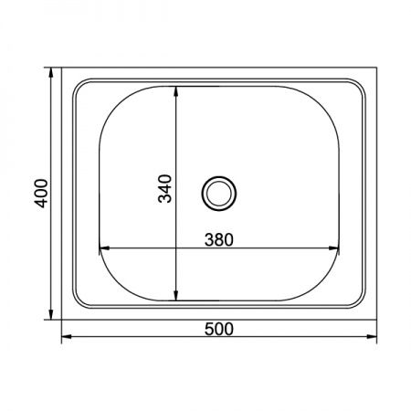 Мойка нержавеющая накладна 40х50 (0,4мм) выпуск 1 1/2",  глубина 16см