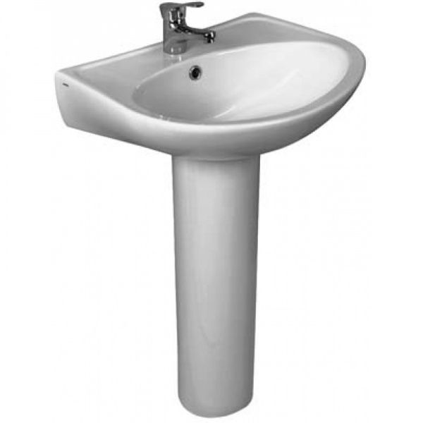 Умывальник "Бореаль-60" пьедестал, с переливом, без комплекта, 1 отверстие, белый