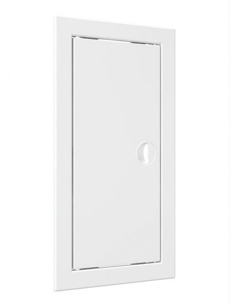 Дверца пластиковая АБС 168х318 (146х296) белая с фланцем, ручка